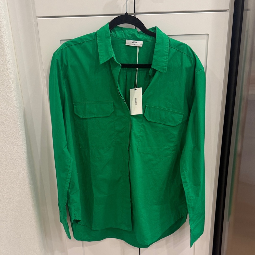 Mikoh Green Button-Up Blouse Swim Cover up